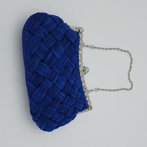 Blue and Silver Woven Evening Clutch